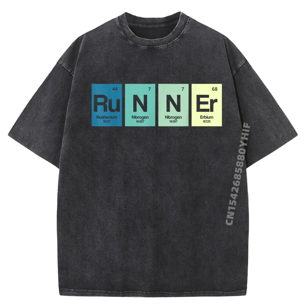 

Runner Periodic Table Funy Marathon Runners Science Gift Vintage T Shirts Mens Cotton Comfortable Washed T-Shirt