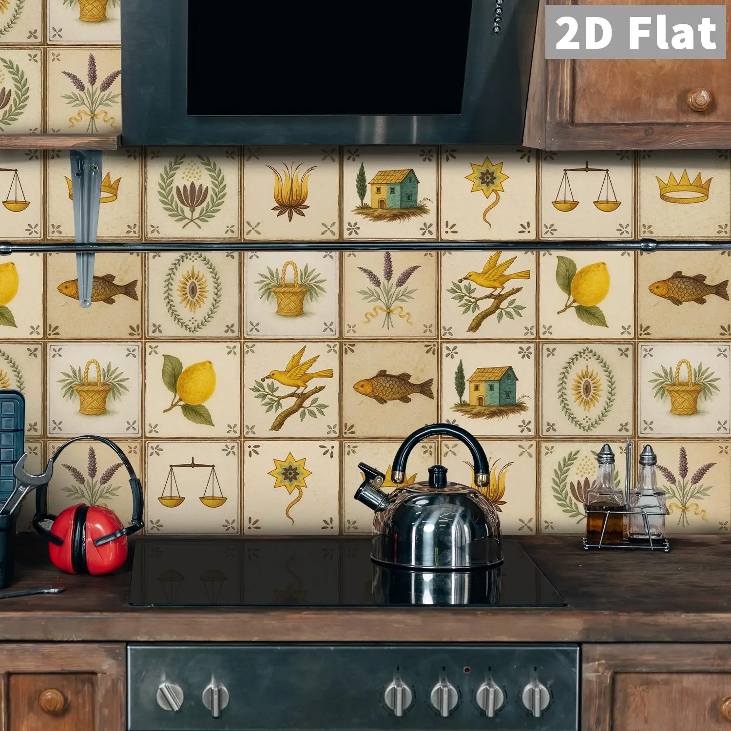 

Rural retro art ceramic tile stickers for kitchen, bathroom, living room, rural style space decoration stickers