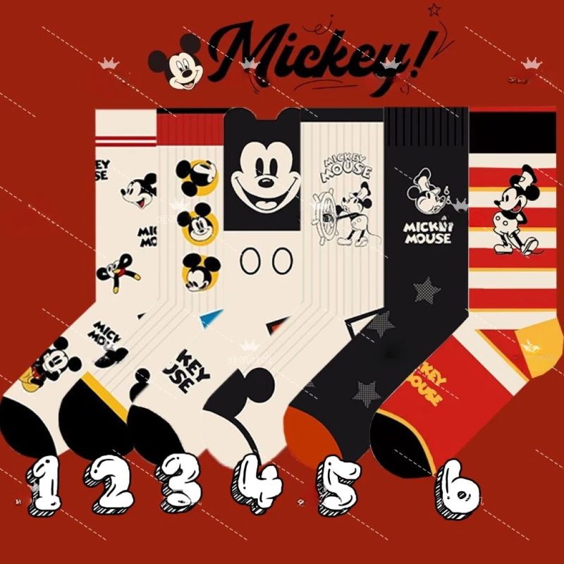 Disney cartoon Mickey's new cute boys and girls comfortable, soft, fashionable and personalized breathable mid-calf cotton socks