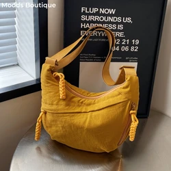 Diamond Pattern Embroidery Thread Crossbody Bags For Women Nylon Fabric Multi Pockets Big Capacity Shoulder Hobo Bag Female 2024