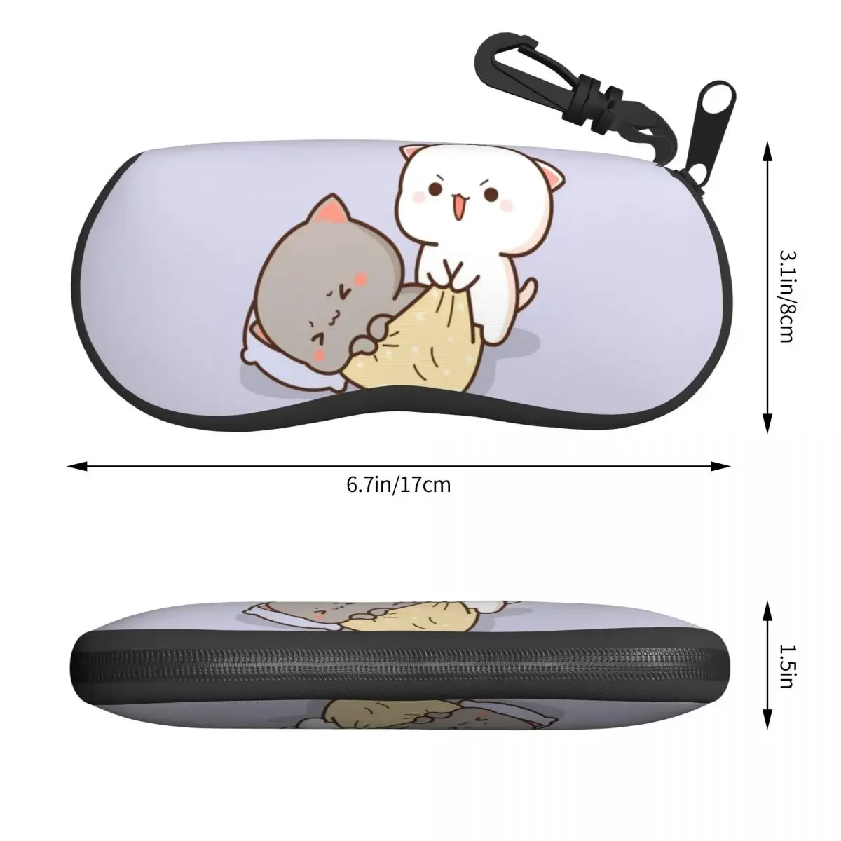 Custom Peach And Goma Mochi Cat Wake Up Glasses Case Portable Shell Eyeglasses Case Sunglasses Box