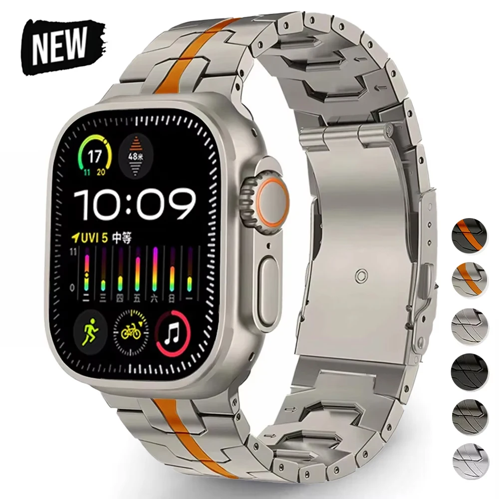 حزام التيتانيوم لساعة أبل الترا 2 49 مللي متر 9 8 7 45 مللي متر 46 مللي متر 44 مللي متر سوار الفرقة ل iWatch سلسلة 10 9 8 7 6 5 4 se الترا كوريا