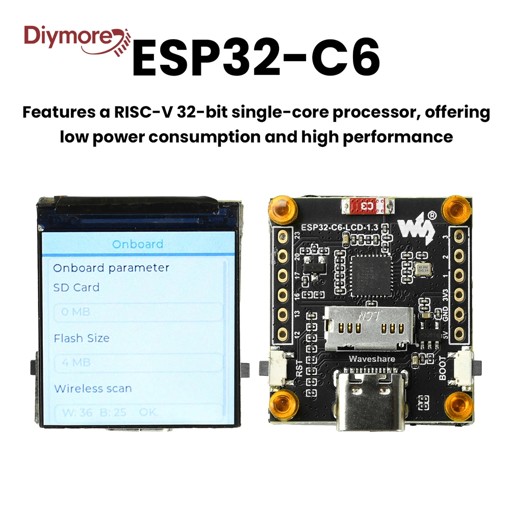 1.3 Inch ESP32-C6 LCD Display St7789 Wifi BT Development Board 240 × 240 Resolution Single Core Processor Type C