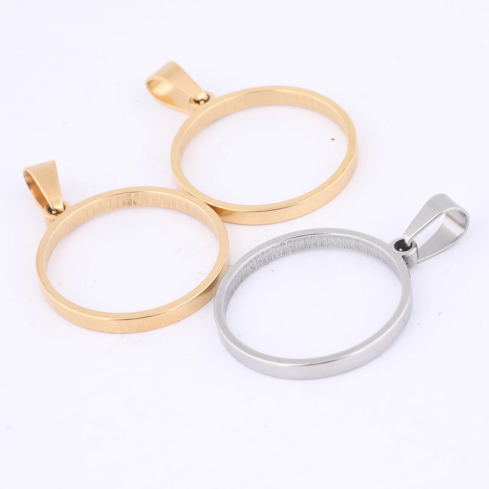 10pcs 25mm Round Open Bezel Charms Stainless Steel Gold Plated Hollow Pendant Frame Setting Blanks For Resin Jewelry Making