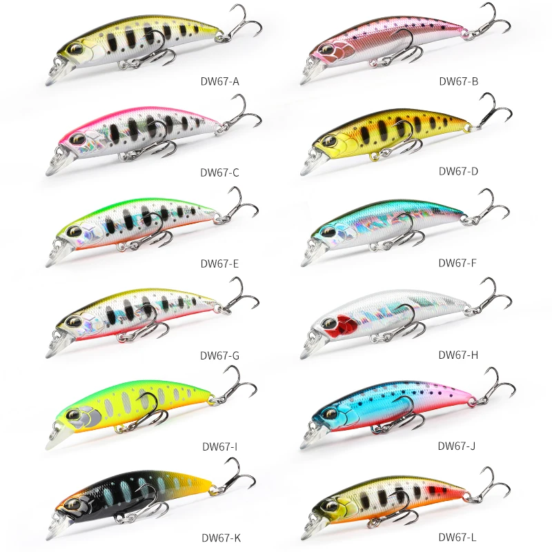 TSURINOYA 60S Sinking Minnow Fishing Lure DW67 60mm 6.1g Artificial Hard Bait Pike Bass Trout Jerkbait River Wobbler Crankbait