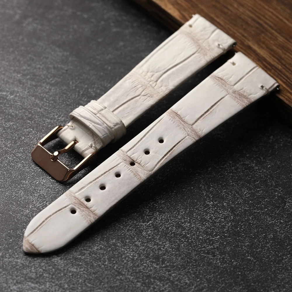 Handmade Crocodile Strap 18 19 20 22MM Grey White Crocodile Watchband Quick Release Soft Leather Bracelet Men Bracelet