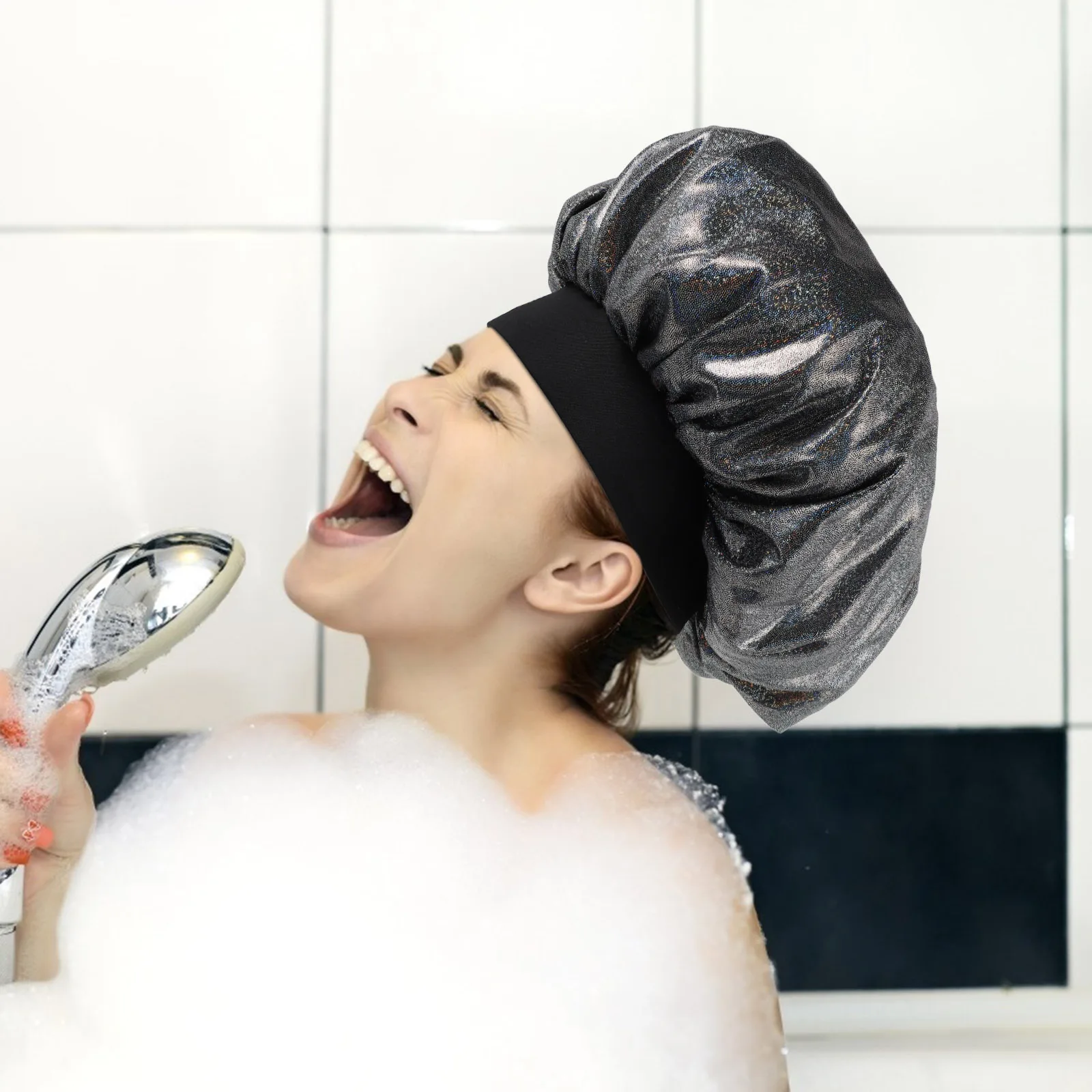 

Satin Bath Hat Wide B Shower Sleep Cap Hair Wrap Elastic Spa Bathing Protect Hairstyle Durable