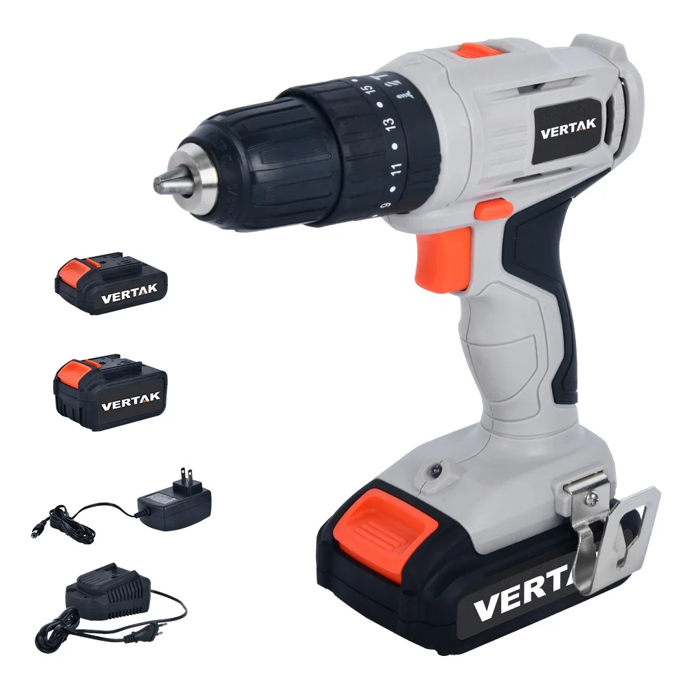 Vertak Portable 20V Electric Power Hand Drilling Machine Cordless High Torque Impact Wrench With Battery