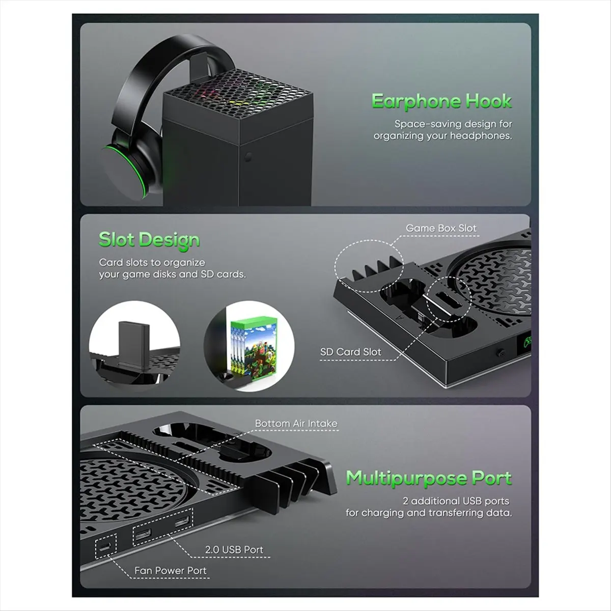 

Punctual- Automatic Cooling Fan and Charging Stand for Xbox Series X Console,Wireless Dual Charger Base for XSX Controller