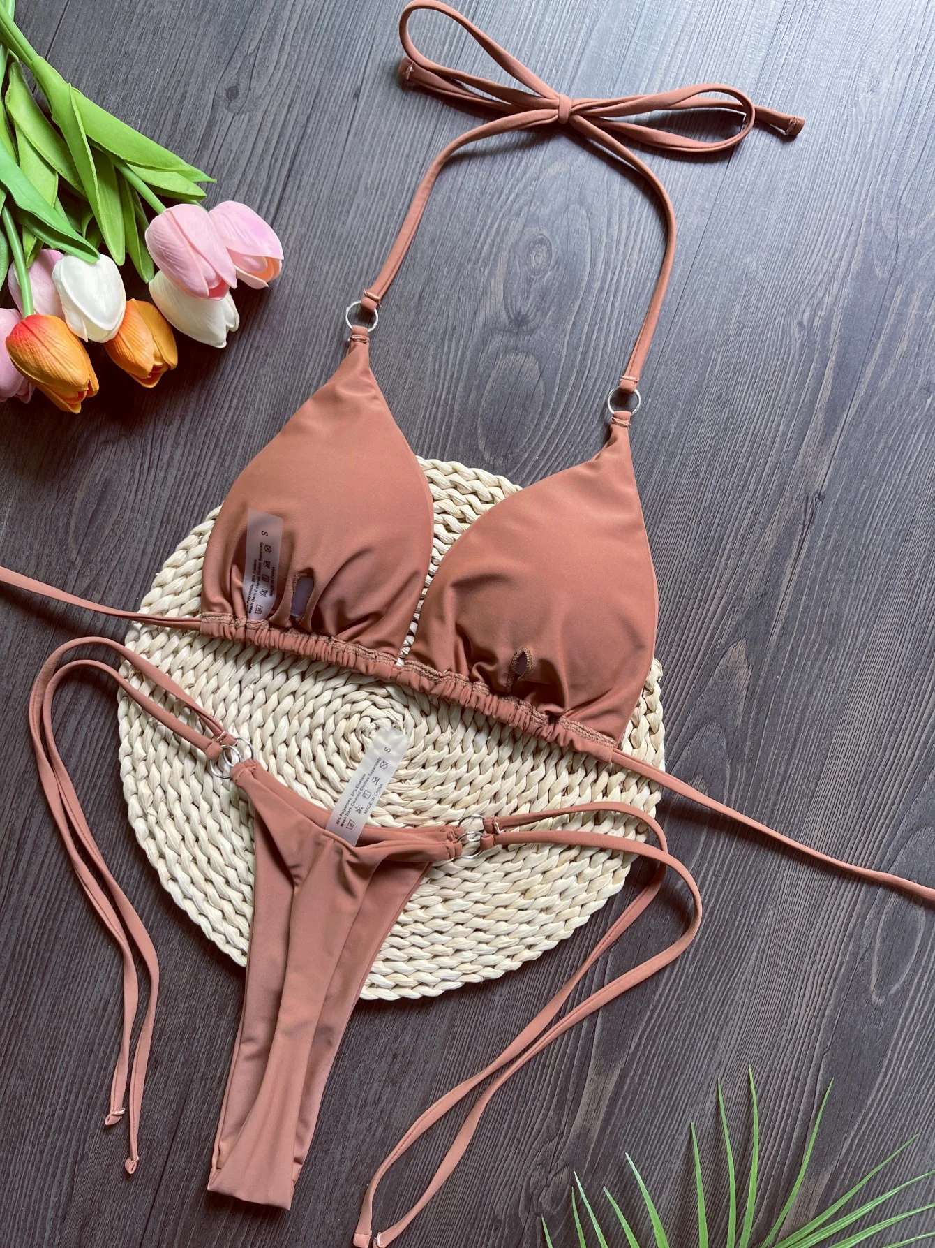 RUOTONGSEPT Sexy Halter Satin Brazilian Bikini Women Swimwear Female Swimsuit Two-pieces Bikini set Bather Bathing Suit Swim