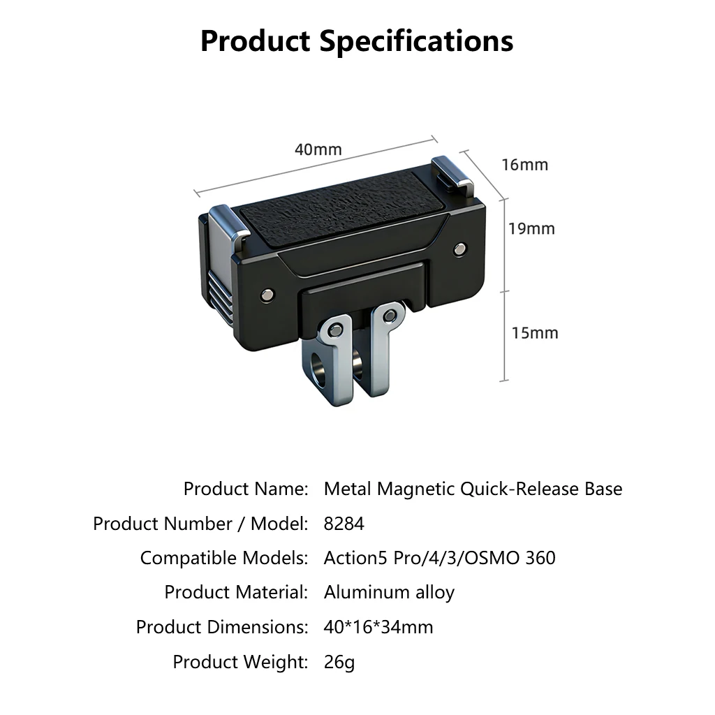 BGNing Magnetischer Adapter-Halter für DJI Osmo Action 5Pro 4 3 6 Faltbare Schnellwechsel-Halterung Kamera-Stativ-Adapter-Halterung – Detail 11