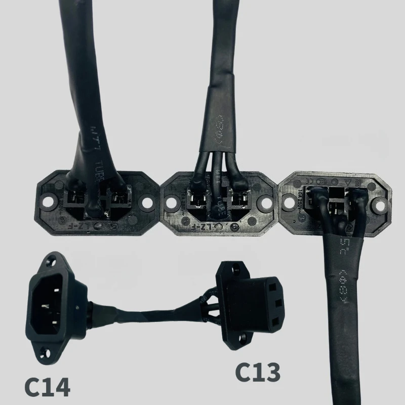 IEC 320 C14 Female to C13 Male Extension Cord C14 With Screw Holes C13 Up Down Angle Short 10-80CM 250V 10A Computer Power Cable