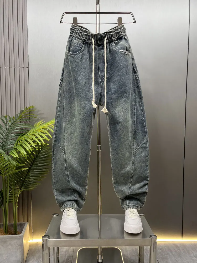 

Мужские свободные прямые джинсы Харлан с завышенной талией, винтажные повседневные джинсовые брюки, модные американские брендовые широкие длинные брюки