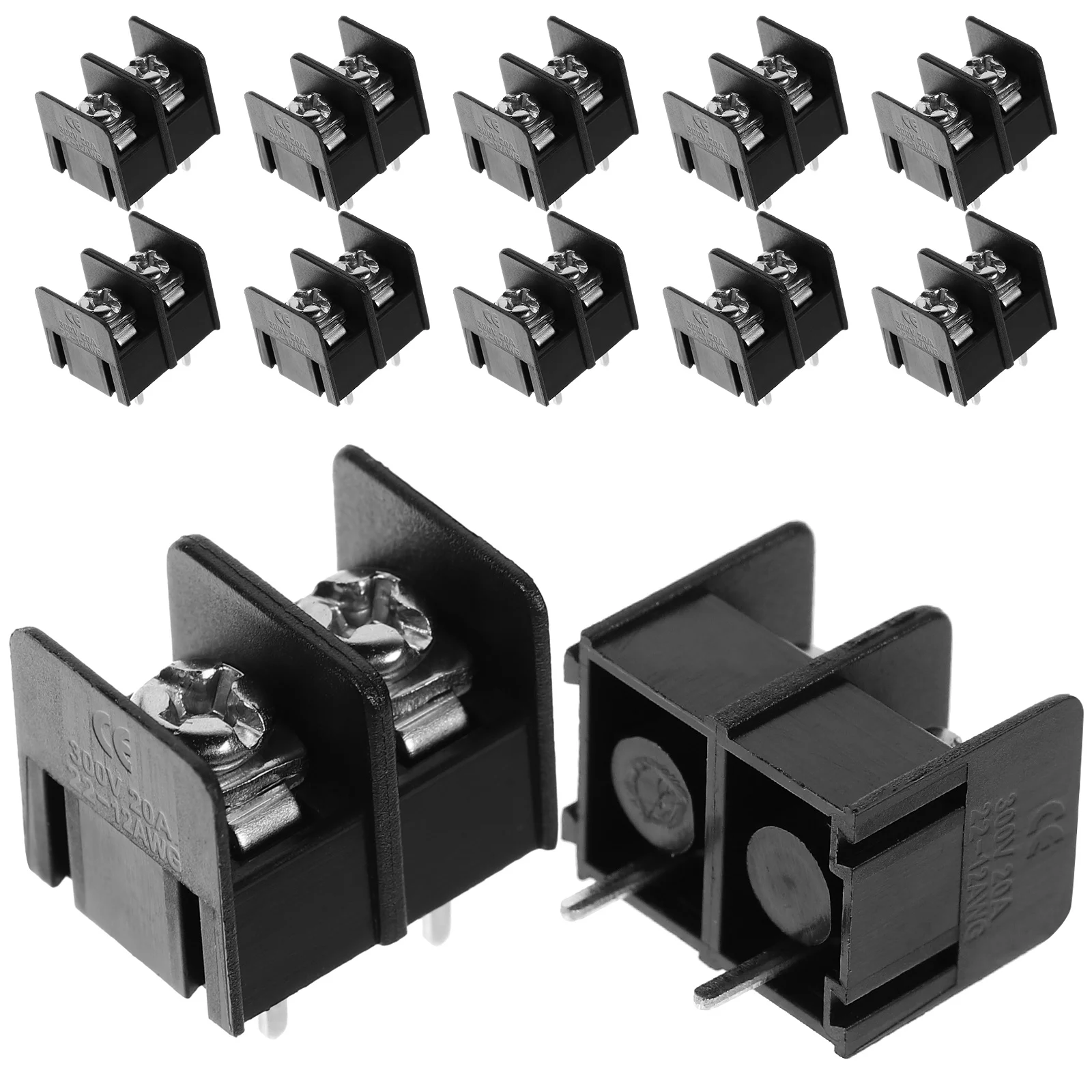 50 szt. Listwa zaciskowa śrubowa 2-pinowa o rozstawie 7,62 mm do montażu na płytce drukowanej, izolowana listwa zaciskowa do przewodów, listwa elektryczna do majsterkowania