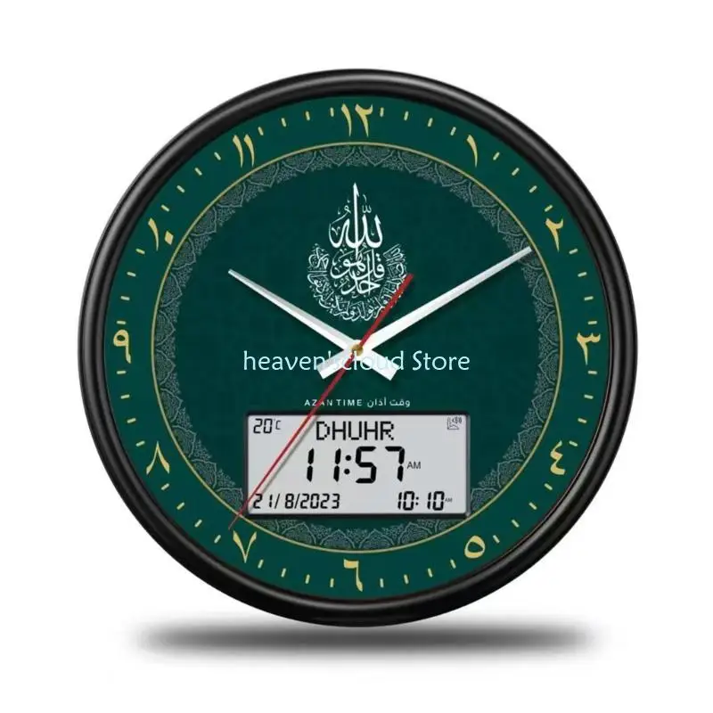 Y88B Retro 13 Inch Round Wall Clock Roman Numerals Multiple Functional Display Time Alarm Date Temperature  ABS for Home Decor