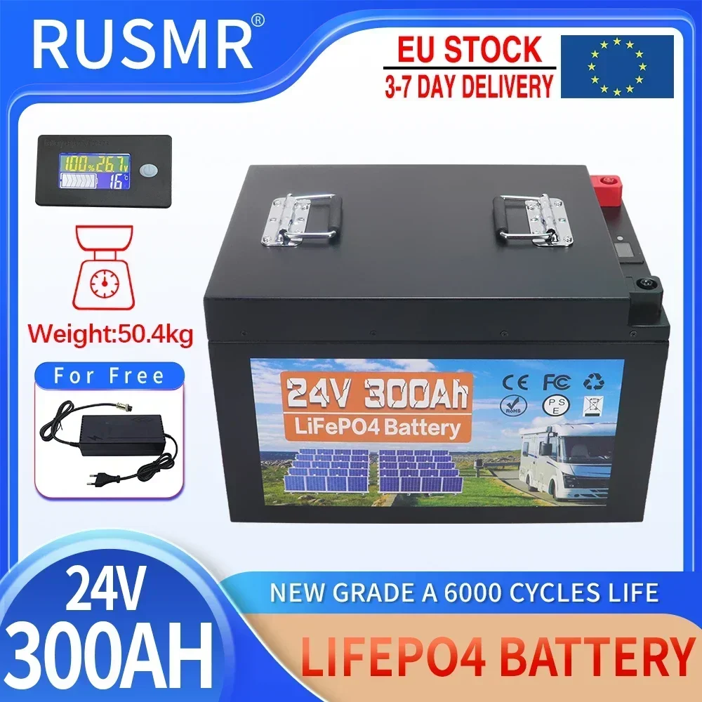 12V 24V 600Ah 300Ah 200Ah 100Ah LiFePO4 Battery Built-in BMS Lithium Iron Phosphate Cells 6000 Cycles For RV Campers Golf Cart