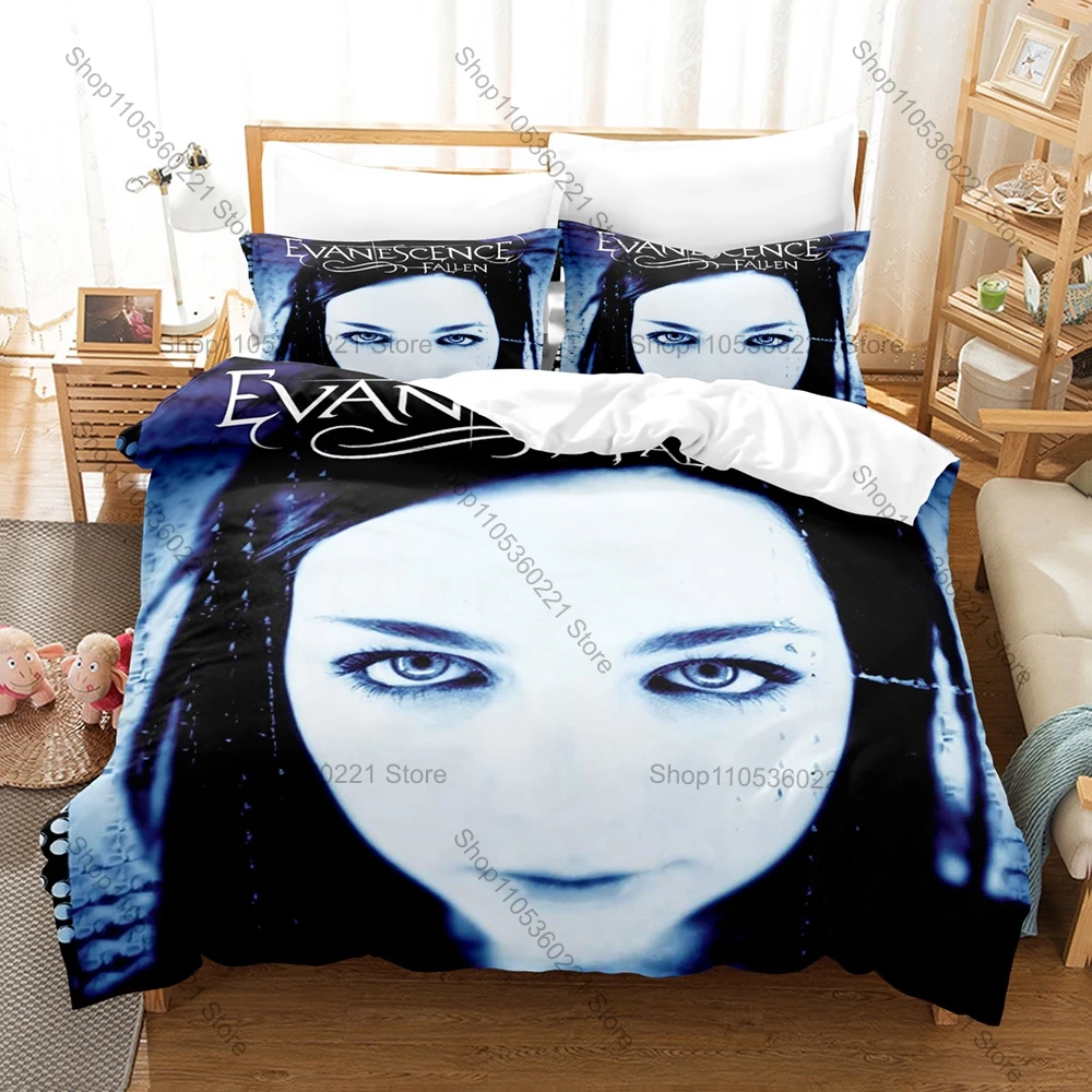 Iconic Gothic Metal Band Evanescence Full Printed 3PCS Bedding Duvet Cover + 2 Pillowcases Student Dorm Home Decoration