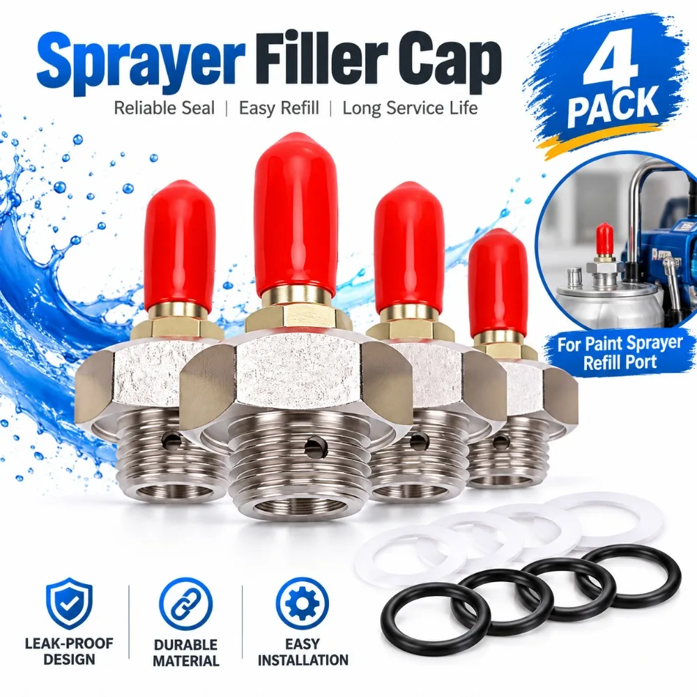 4PCS Leak Proof Seal Sprayer Filler Cap Copper+Titanium Steel Hand Tighten Replacement Filler Cap T Shaped Sprayer Tank Cap
