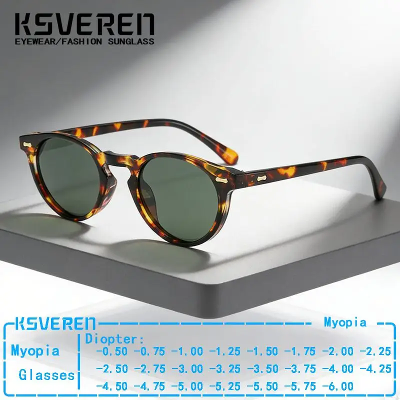 Round Polarized Sunglasses Myopia Glasses Men Women Retro Tinted Shade Nearsighted Eyewear Outdoor Prescription Sun Glasses