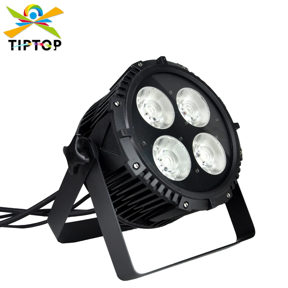 tiptop mini impermeavel led par luz uso ao ar livre branco quente branco fresco cob classificacao ip65 controle dmx512 tp p118b 4x50w 01