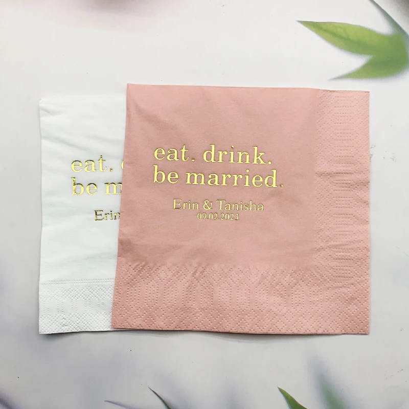 Eat. Drink. Be Married. Personalized Wedding Napkins, Rehearsal Dinner, Engagement Party, Custom Bar Napkins, Custom Wedding Nap