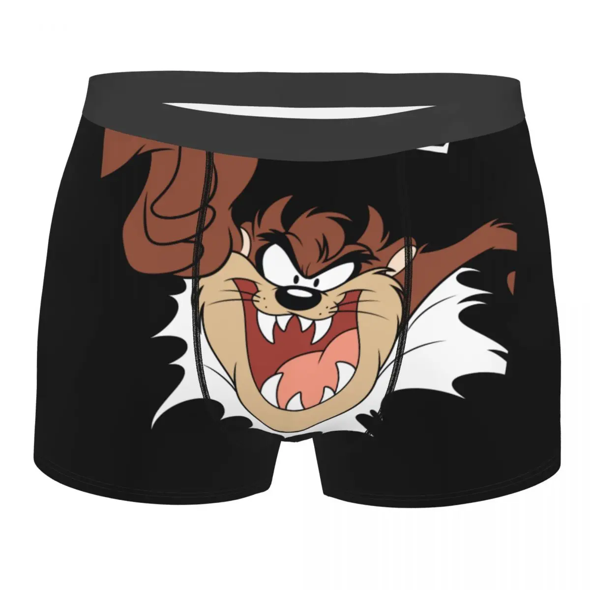 Man TAZ Cartoon TASMANIAN Bursting Through Page Boxer Shorts Panties Breathable Underwear Homme Sexy Plus Size Underpants