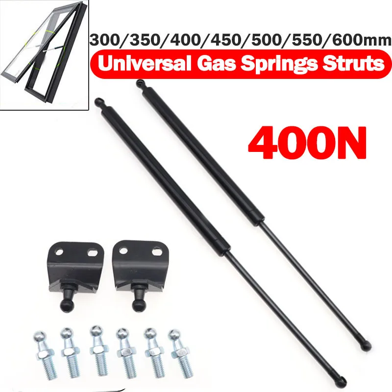 2pcs 400N Car Gas Strut Bars Gas Spring Hood Support Rod Shock Lift 300-600mm For RV Bed Window Bus Caravans