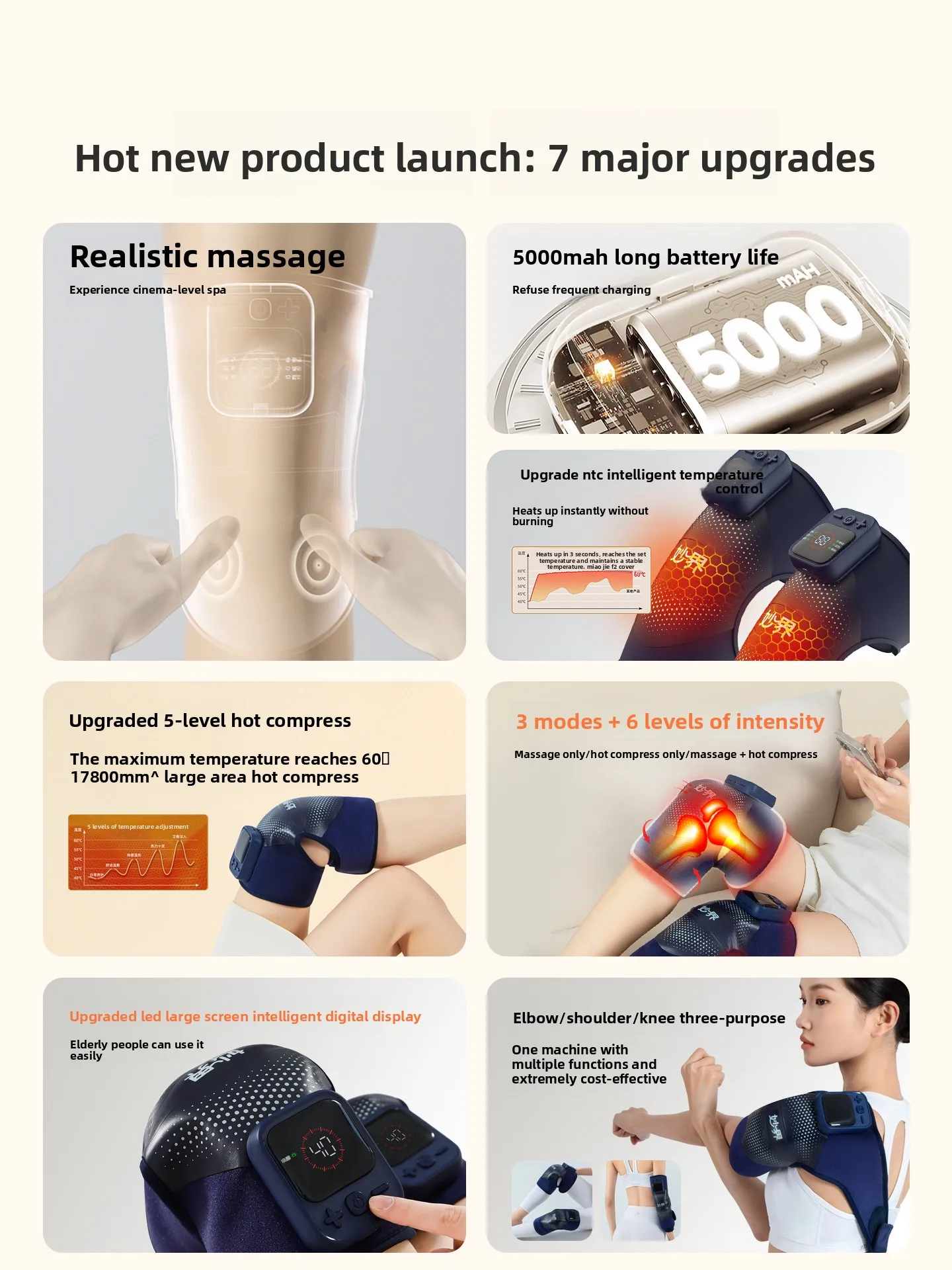 Knee brace, heating pad, massage device, electric heating joint sleeve, gift for middle-aged and elderly people
