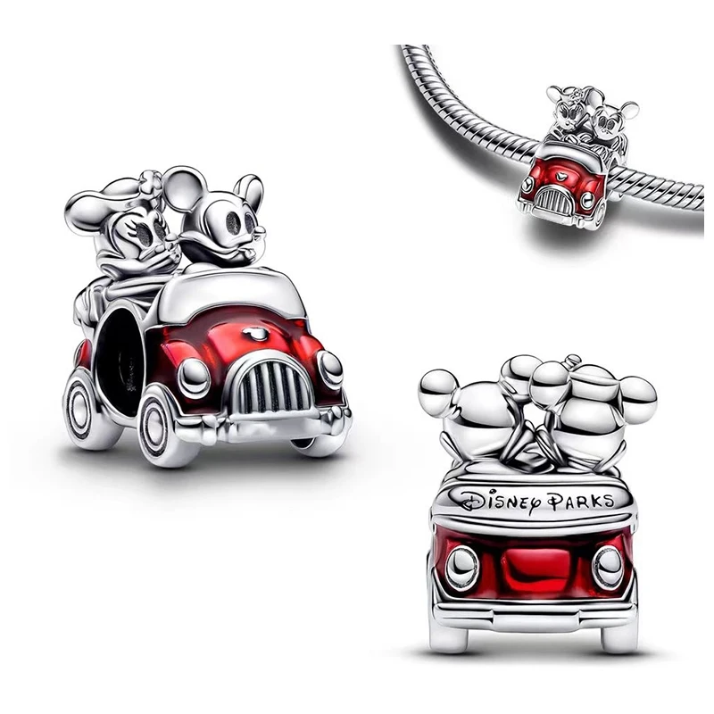 925 Sterling Silver Disney Mickey And Minnie And Classic Cars Charms Beads Fits Pandora Original Bracelet For Women Diy Jewelry