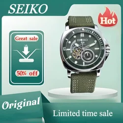 Original SEIKO 5 Mechanical Automatic Watch Men's Canvas Strap Large Diameter Disc Watches Fashion High End Sports Wristwatches