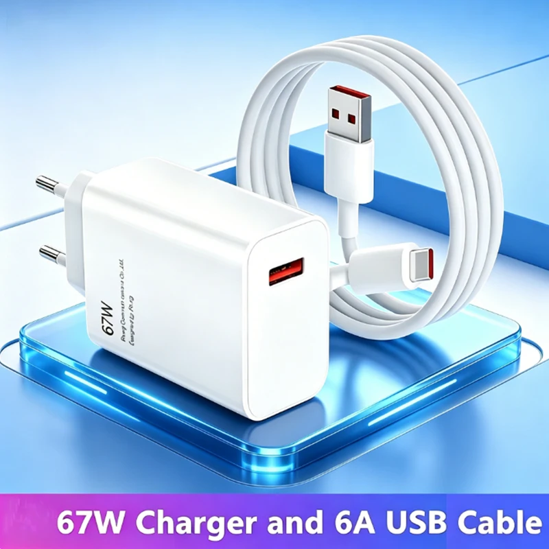 67W GaN Fast Charging Type C Adapter with Quick Charging Cable For Xiaomi 14 13 12 11 Ultra Redmi Note 12T 13 Pro Quick Charger