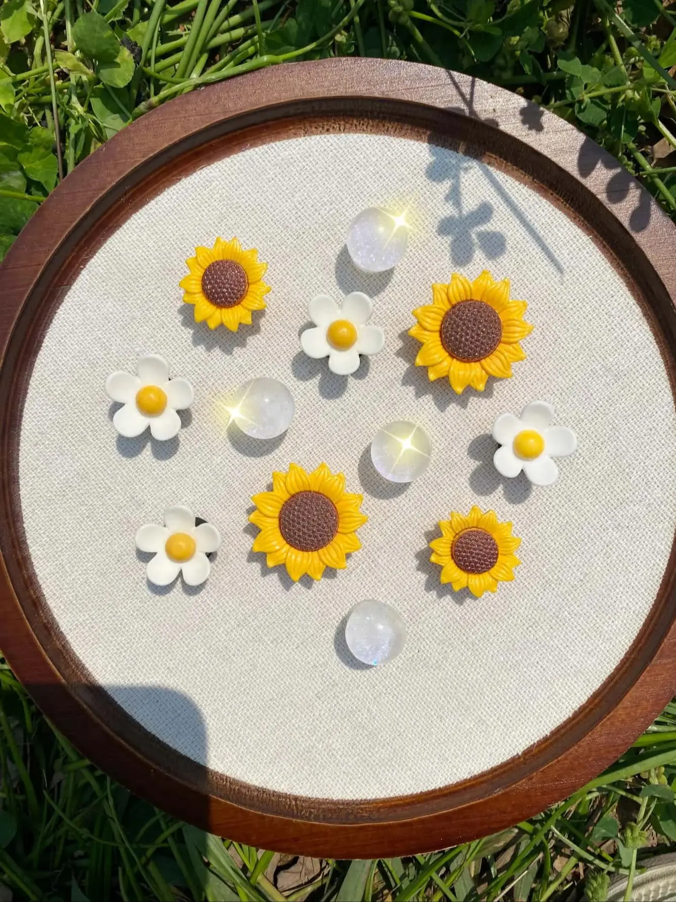 12pcs Fashionable Yellow Sunflower DIY Detachable Shoe Charm