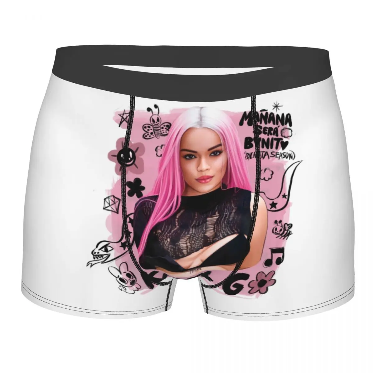 Calzoncillos Boxer Personalizados con Estampado Sexy de Karol G Pink Hair La Bichota para Hombre