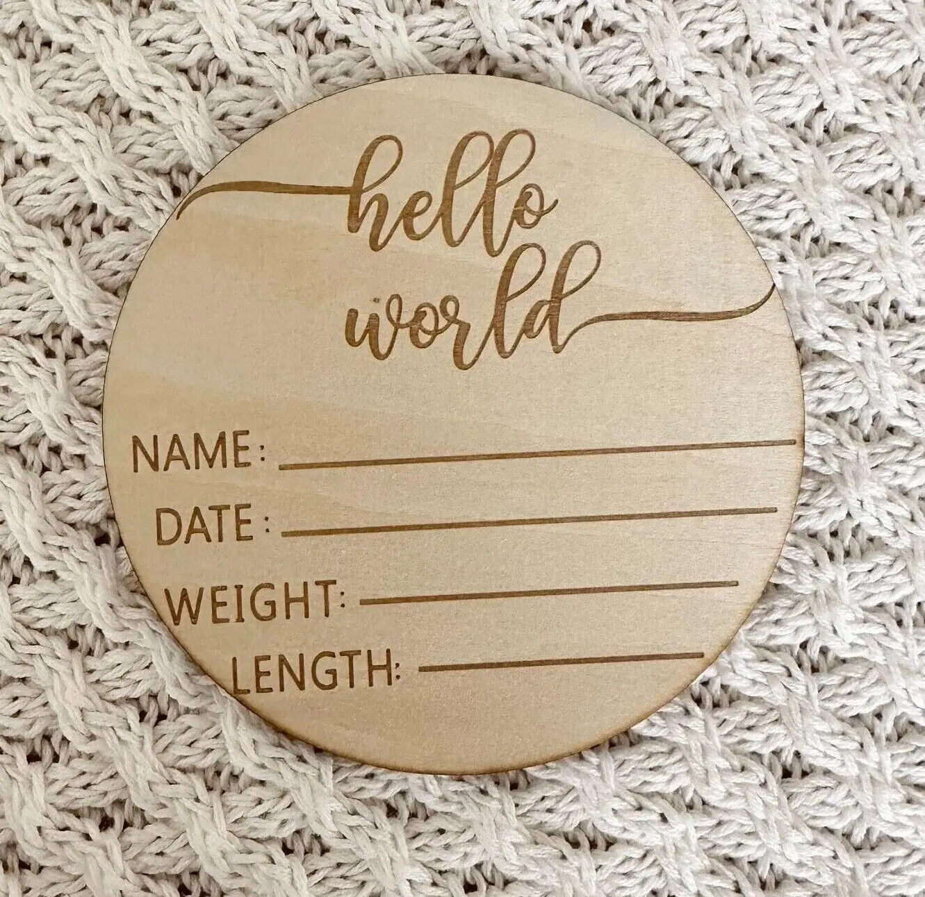 set  of  10pcs Newborn Baby Birth Announcement Wooden Customise Milestone Disc Card Photo Prop