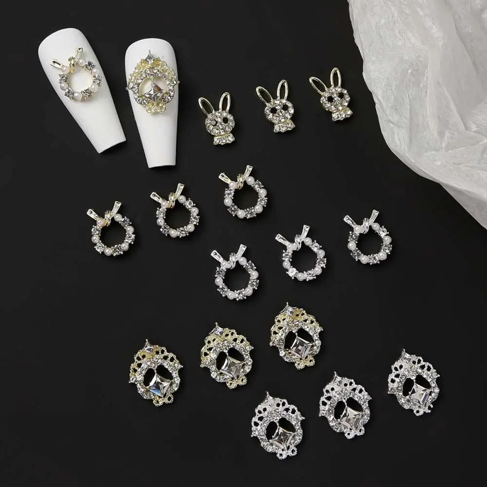 5Pcs/set Alloy Nail Ornament Love Heart 3D Nail Art Drills Nail Jewelry Heart Nail Rhinestones Rabbit Nail Decorations