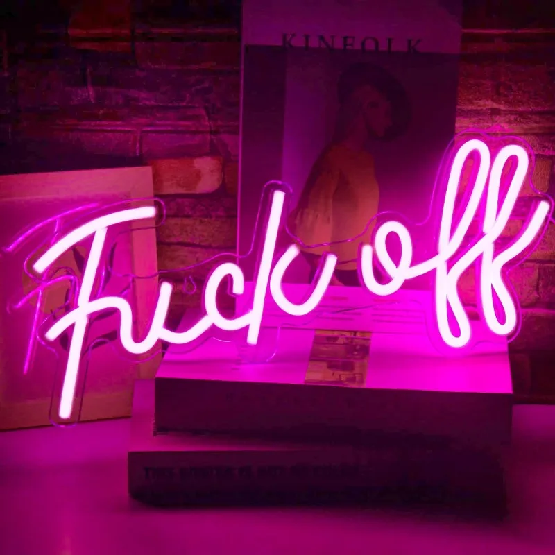 Fuck Off Neon Sign LED Neon Light for Wall Decor USB Dimmable Led Signs for Bedroom Game Room Bar Party Wall Decoration Neon Art