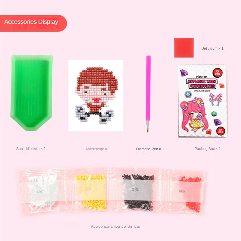 Child Diamond DIY Painting Sticker Set Toys Colorful Cartoon Sticker Handmade Arts Crafts Painting Girls Boys Magical Paste Gift