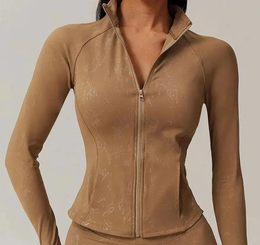 Zipper Jacket Women Yoga T-Shirts Crop Tops Solid Sports Top Long Sleeve Running Shirts Sexy Quick Dry Fiess Gym Sport Wear