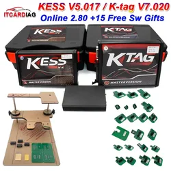 Online EU Red Kess V2 V5.017 Ktag V7.020 & Murata Filter Unlimited Online OBD2 Tuning ECU Programmer with BDM Frame 22pc Adapter