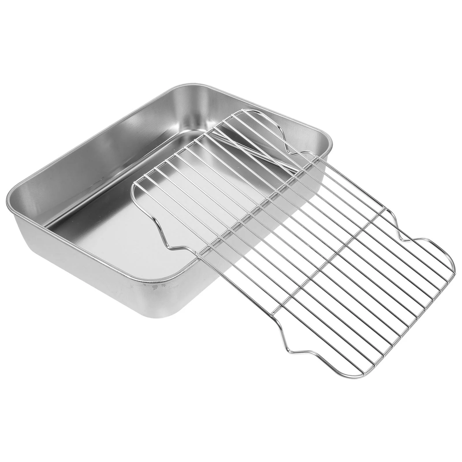 Grill Pan With Grid Baking Tray Rack Wire Oven Trays Stainless Steel Baking Pan Tray For Oven BBQ Tray Dishwasher Safe