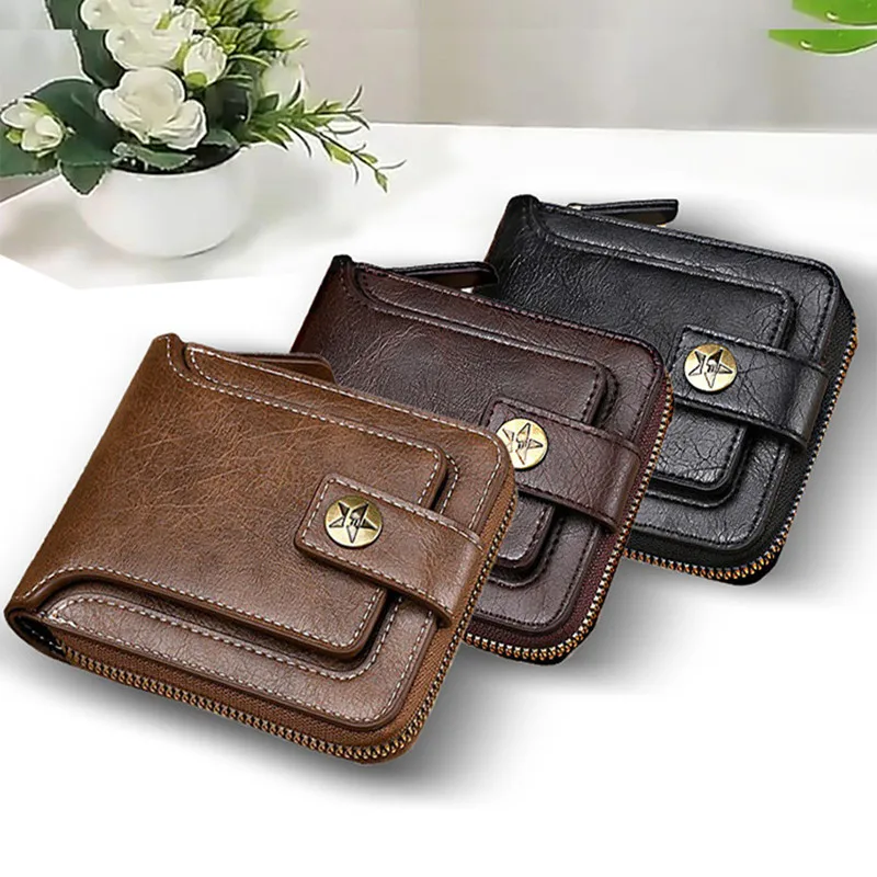 

2024 New Wallet Short Fashionable Horizontal Zipper Wallet Multi Card Position Function Document Buckle Card Bag