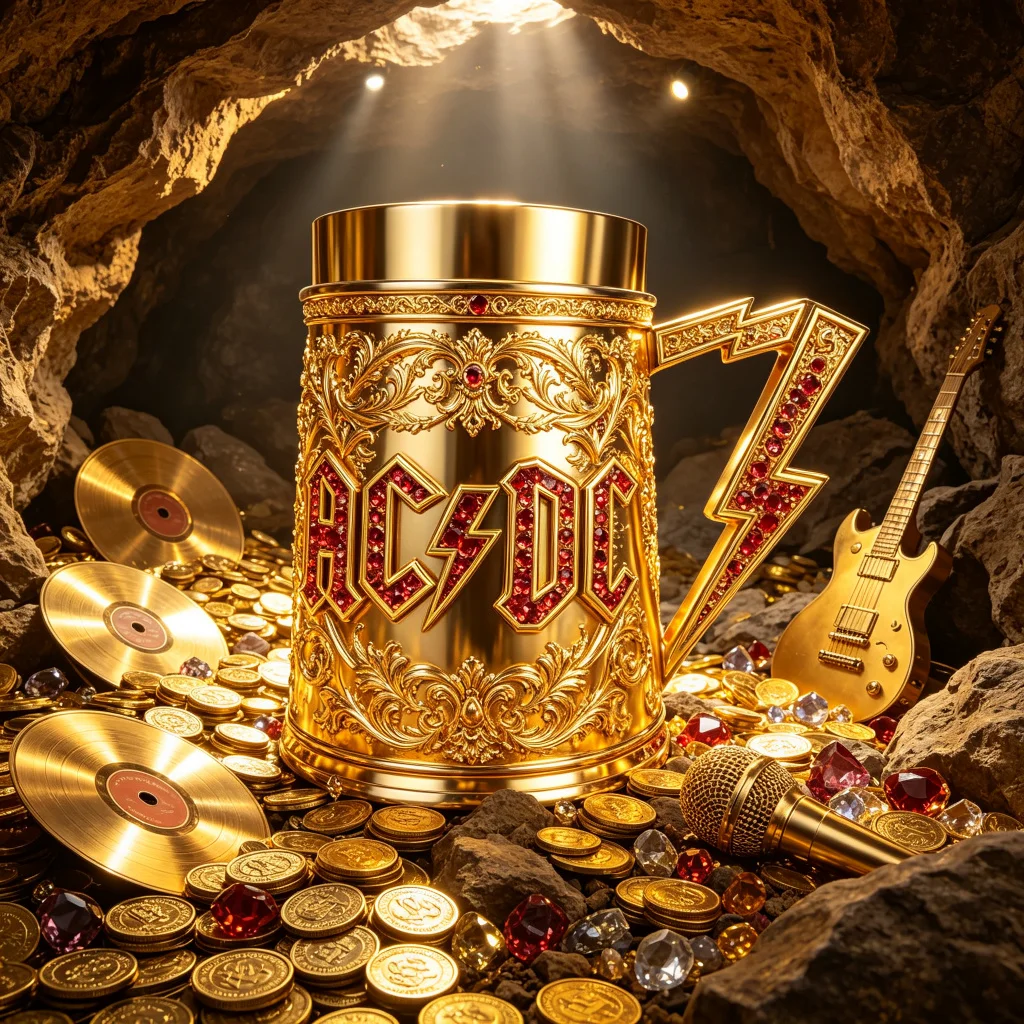 AC/DC Retro Hard Rock Stainless Steel Insulated Mug with 3D Lightning Handle Beer Stein for Band Fans Collectible Drinkware