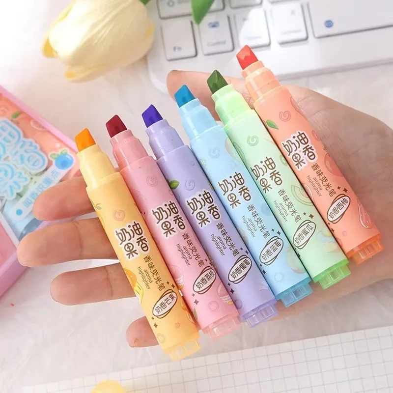 Highlighters No Bleed, 6 Pack, Chisel Tip, Cute Highlighters Assorted Colors for Journaling, Highlighting, Underlining, Fast Dry