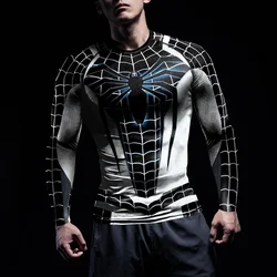 Cosplay Men's Compression Shirts Sportswear Suit GYM Tight Sports Superhero Spider Print Halloween Cosplay Costume Party Tops