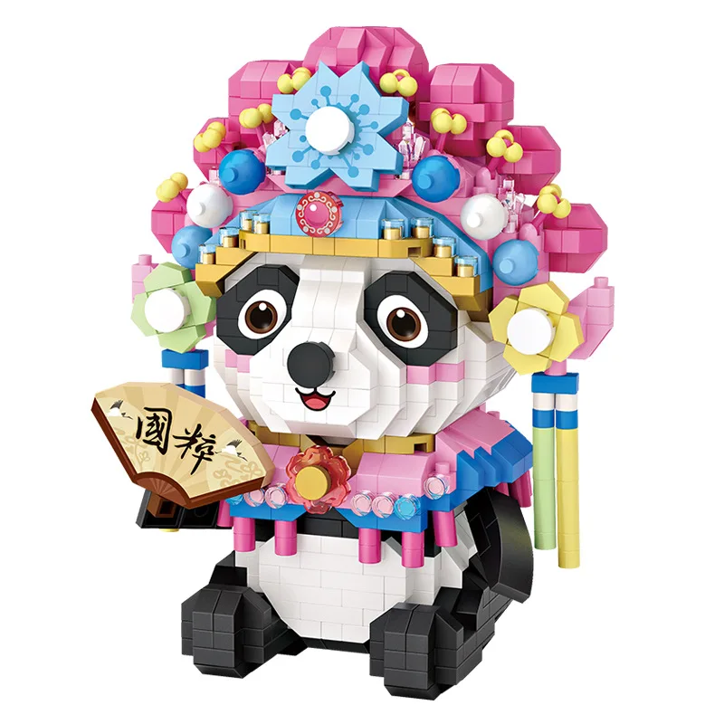 LOZ Peking Opera Panda Micro Building Blocks Chinese Style Exquisite Cute Panda Assembled Model Bricks Figures Toys For Children