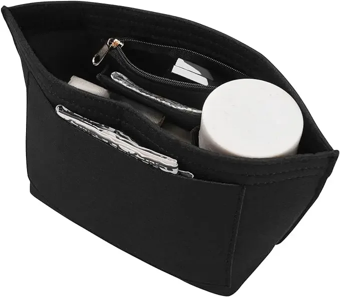 

LOUKAYCCI Felt Purse Organizer Insert for Longchamp Le Pliage L - Large Black Handbag Organizer with Multi-Pocket Design
