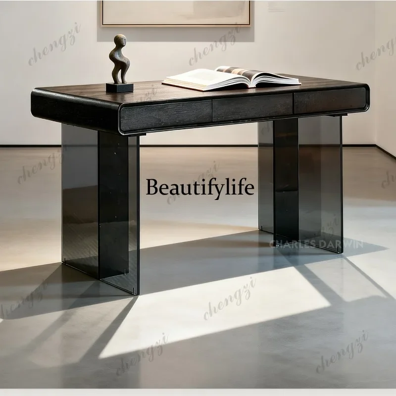 F181 Floating desk simple home desk drawer storage black writing desk tea table
