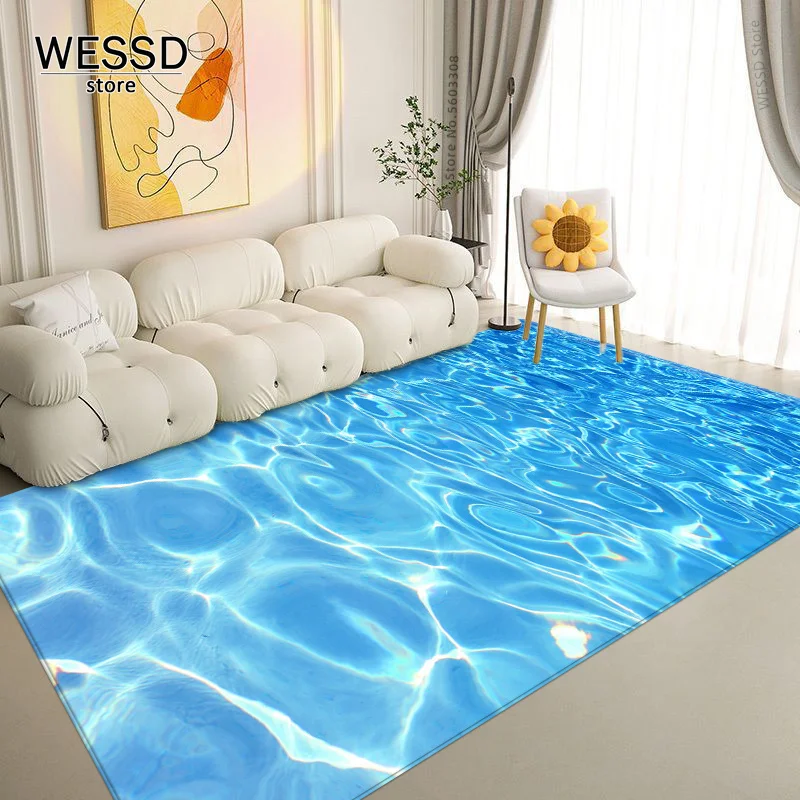 Water Pattern 3D Rugs For Living Room Soft Absorbent Rug For Bathroom Floor Mat For Kids Bedroom Kitchen Mat