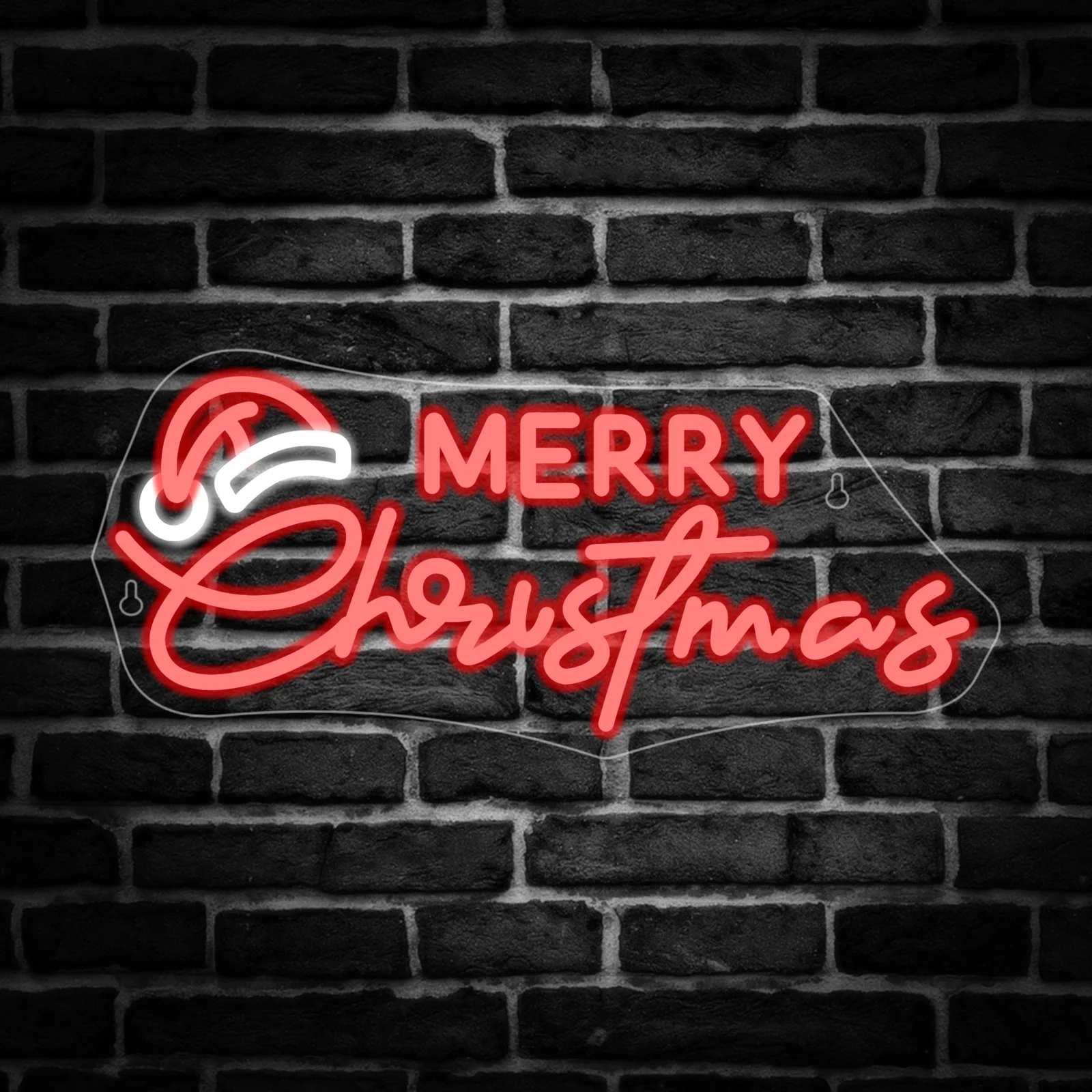 

Merry Christmas Neon Sign Xmas Hat Red Led Lights Letter Lamp For Wall Decor Room Dimmable Art Logo For Home Shop Decor