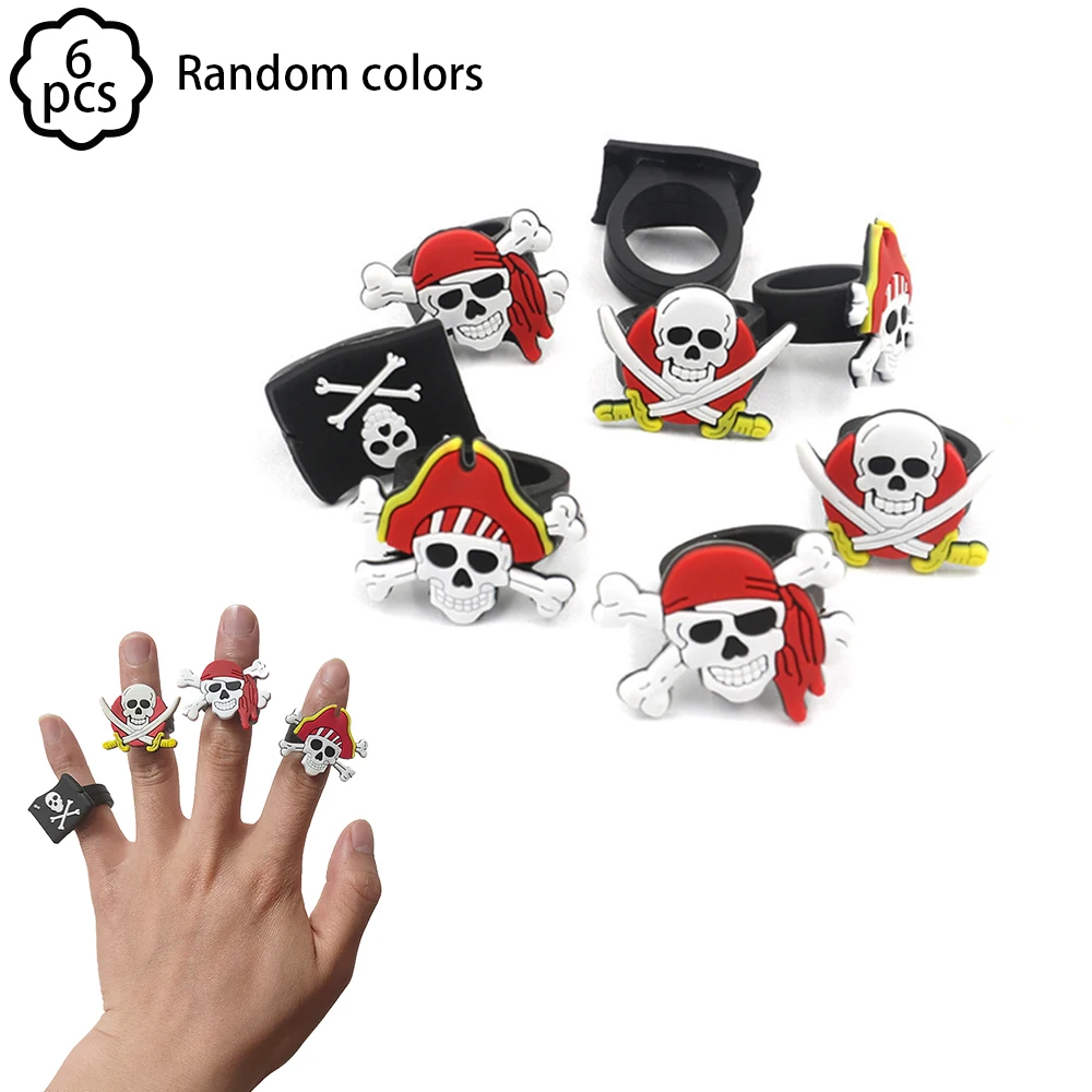 6Pcs Pirate party favors Pirate bracelets rubber wristband Pirate skull bracelets Kids Pirate birthday party decoration gift toy